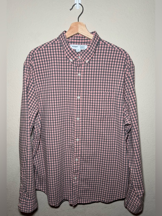 Old Navy Other - Old Navy XL Men’s Peach/Gray Plaid Everyday Shirt Slim Fit Button Up